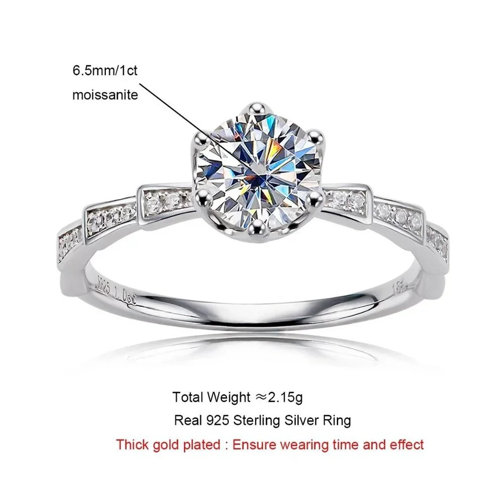 Certified 1ct. t.w. Moissanite Diamond Engagement Ring NEW E